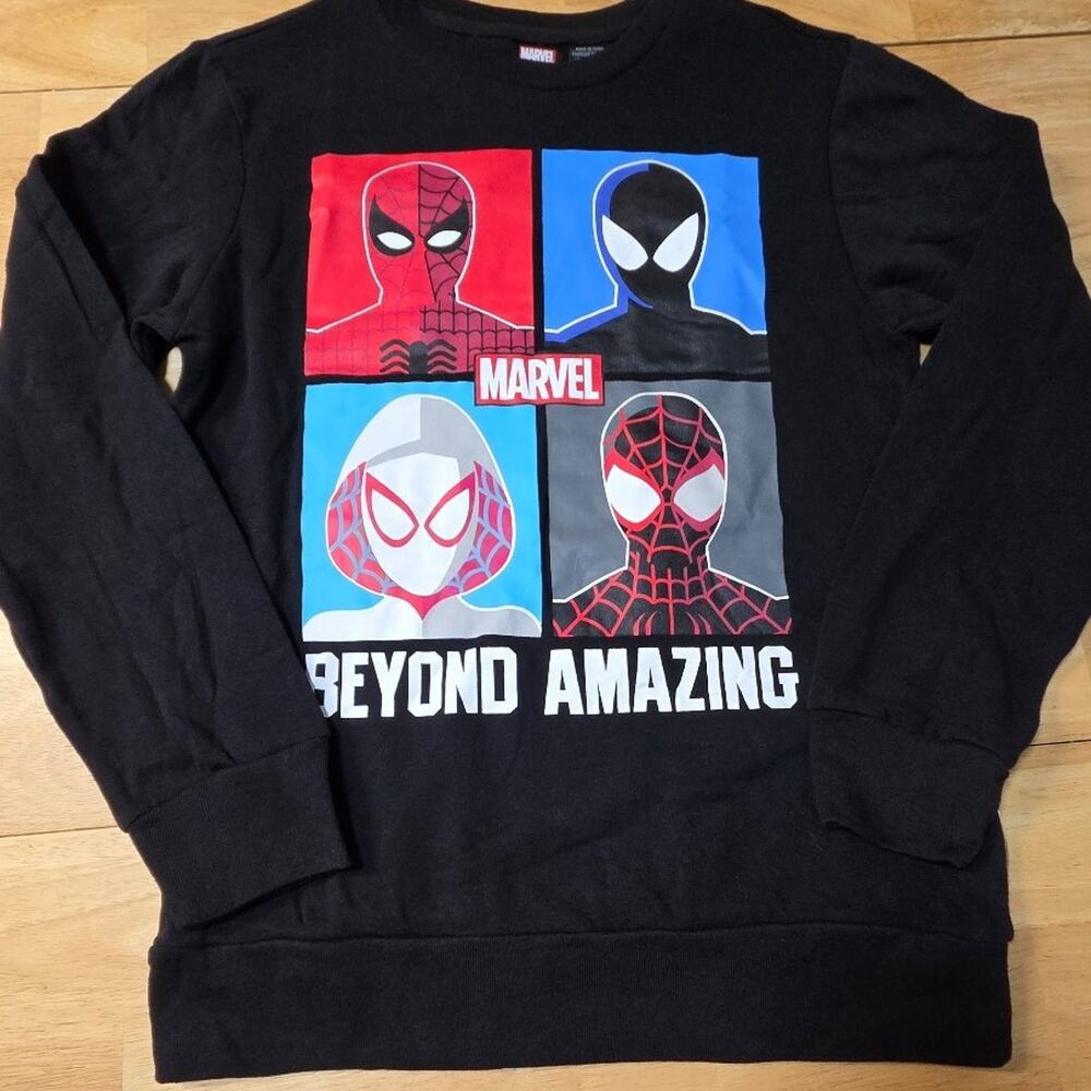Marvel Spider-Man Beyond Amazing Graphic Sweatshirt Black Mens L Pullover NWOT